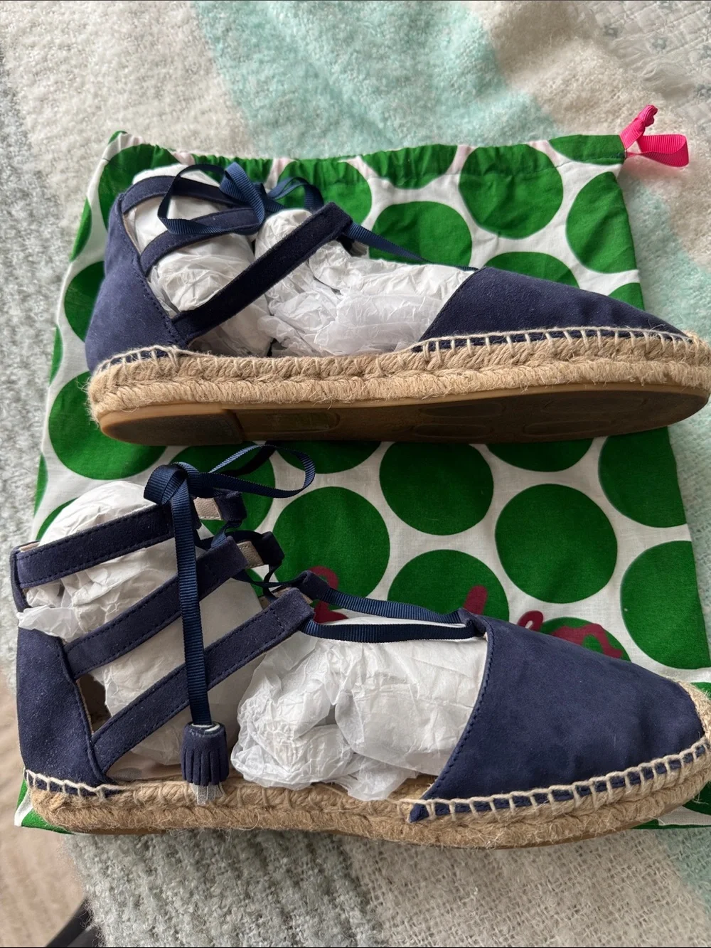Boden Navy Suede Espadrille Lace Up